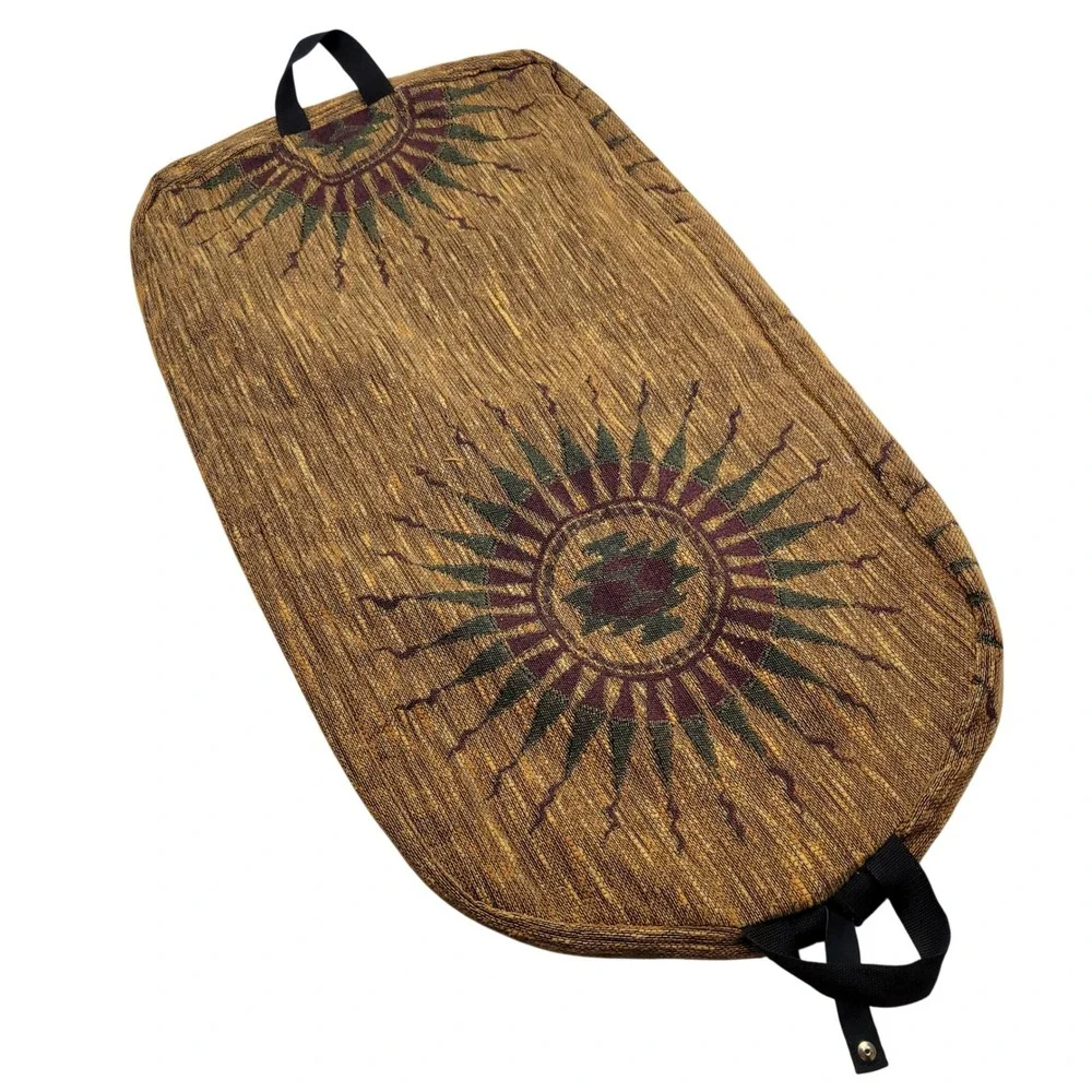 VTG Tapestry Suit Garment Bag Brown Boho Chic Southwestern Sunburst Travel 42x25